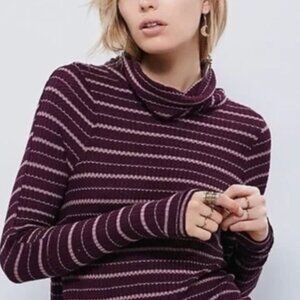 We The Free People Purple Plum Kristina Drippy Long Sleeve Waffle Knit